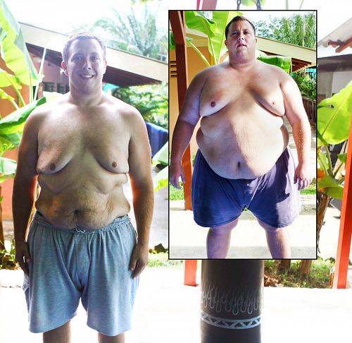 До и после: За последние 1,5 года Джеймс похудел на 147 кг. Фото: Джеф Сейнла