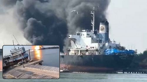 В результате взрыва на борту танкера погиб минимум один человек. Фото: Bangkok Post